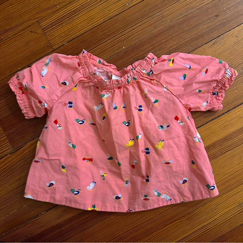 3-6 mo Hanna Andersson pink bird printed top